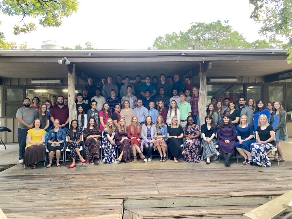 College-age students on a retreat in Leakey, TX (fall 2018).